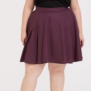 NWT TORRID Purple Twill Pleated Mini Skater Skirt